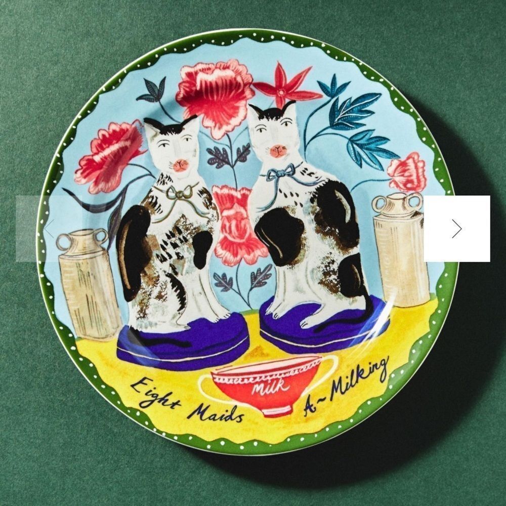 Emily Maude Twelve Days of Christmas Dessert Plate Color:
8 Maids Milking